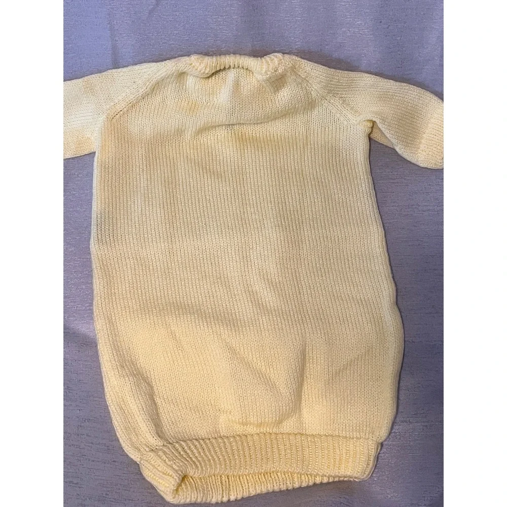 Vintage Handmade Knit Baby Bunting Sleeper Yellow Blue Bunny Intarsia Sack